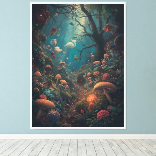 Psychedelic woodland canvas print (Insitu (Houten vloer))