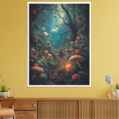 Psychedelic woodland canvas print (Insitu (Woonkamer))