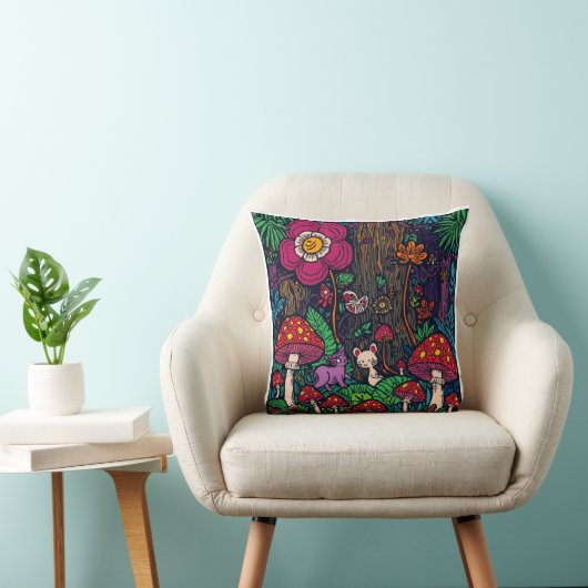 Psychedelic woodland cushion kussen (Stoel)