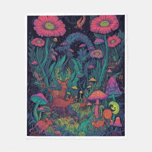 Psychedelic woodland fleece blanket (Voorkant)
