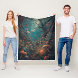 Psychedelic woodland fleece blanket deken