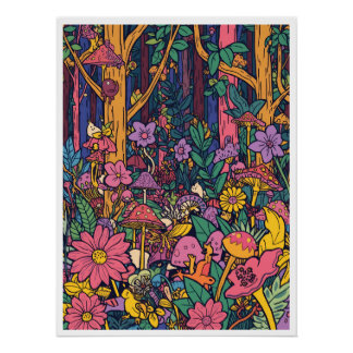 Psychedelic woodland poster perfect poster