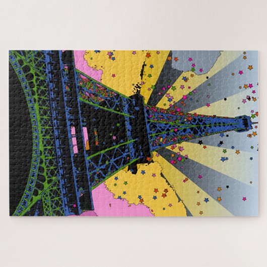 Psychedelic World: Eiffeltoren, Parijs, Frankrijk  Legpuzzel (Horizontaal)