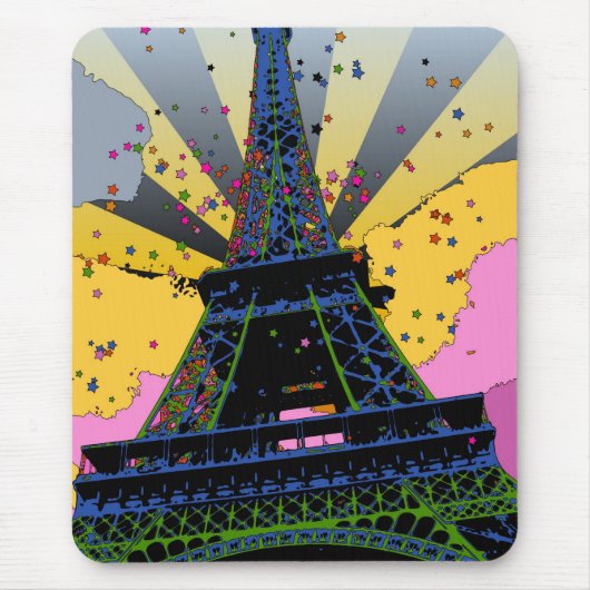 Psychedelic World: Eiffeltoren, Parijs, Frankrijk  Muismat (Voorkant)