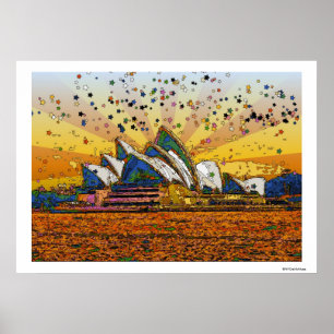 Psychedelic World: Sydney Skyline A1 Poster