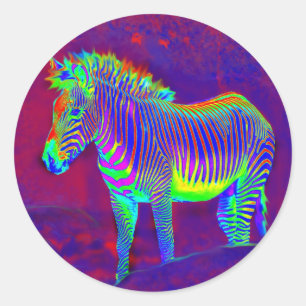 psychedelic zebra ronde sticker