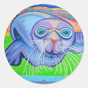 Psychedelic Zee Lion - Acrylverf Ronde Sticker