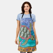Psychedelic Zee Turtle Seahorse Art Apron Schort (Gedragen)