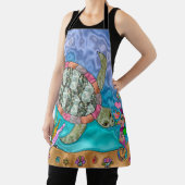 Psychedelic Zee Turtle Seahorse Art Apron Schort (Insitu)