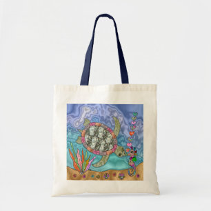 Psychedelic Zee Turtle Seahorse Art Canvas tas