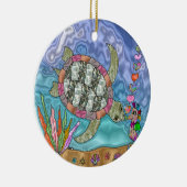 Psychedelic Zee Turtle Seahorse Art Keramisch Ornament (Rechts)