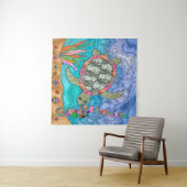 Psychedelic Zee Turtle Seahorse Art Wandkleed (In Situ (horizontaal))
