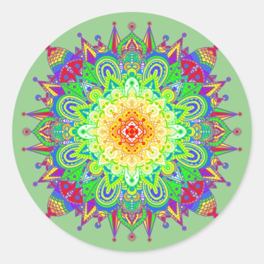 Psychedelic Zen Mandala Abstracte Art Classic Roun Ronde Sticker (Voorkant)