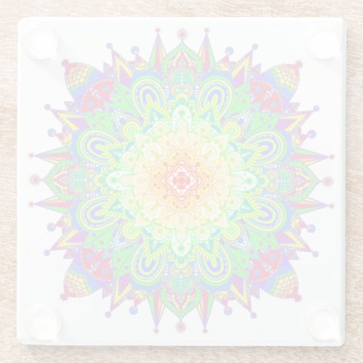 Psychedelic Zen Mandala Abstracte kunst Glazen Onderzetter (Achterkant)