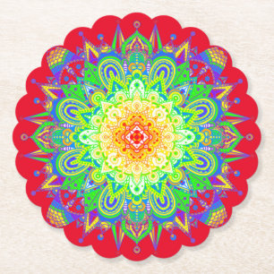 Psychedelic Zen Mandala Abstracte kunst Kartonnen Onderzetters