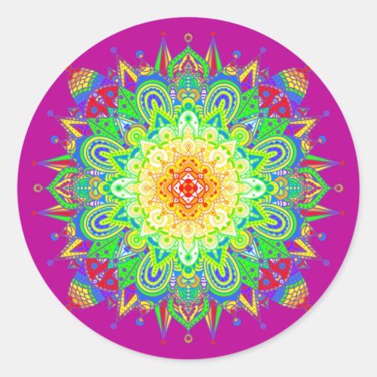 Psychedelic Zen Mandala Abstracte kunst Ronde Sticker (Voorkant)