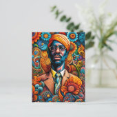 Psychedelica Abstract Afro-Amerikaans Man Briefkaart (Staand voorkant)