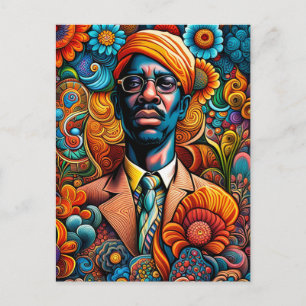 Psychedelica Abstracte Afro-Amerikaanse Man Briefkaart