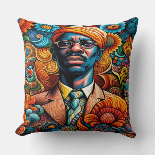 Psychedelica Abstracte Afro-Amerikaanse Man Kussen