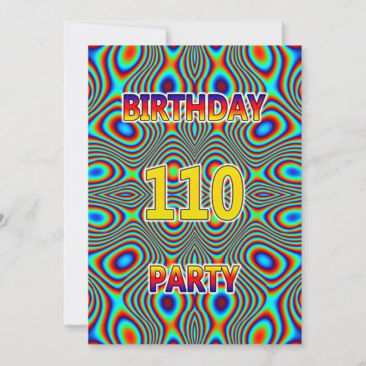 Psychédélique 110e fête d'anniversaire Invitation (Devant)