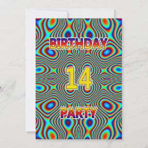 Psychédélique 14e fête d'anniversaire Invitation