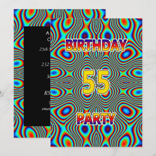 Psychédélique 55e fête d'anniversaire Invitation (Devant / Derrière)