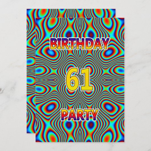 Psychédélique 61e fête d'anniversaire Invitation (Devant / Derrière)