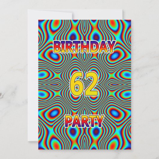 Psychédélique 62e fête d'anniversaire Invitation (Devant)