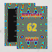 Psychédélique 62e fête d'anniversaire Invitation (Devant / Derrière)