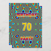 Psychédélique 70e fête d'anniversaire Invitation (Devant / Derrière)