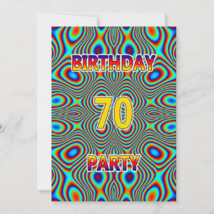Psychédélique 70e fête d'anniversaire Invitation