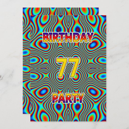 Psychédélique 77e fête d'anniversaire Invitation (Devant / Derrière)