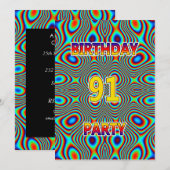 Psychédélique 91e fête d'anniversaire Invitation (Devant / Derrière)