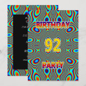 Psychédélique 92e fête d'anniversaire Invitation (Devant / Derrière)