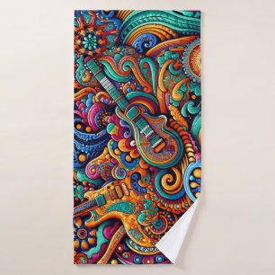Psychédélique Batik Guitare Art-Colorful Musique R