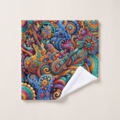 Psychédélique Batik Guitare Art-Colorful Musique R (Gant de toilette)