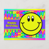 Psychédélique Souriant Visage Emoji Carte postale  (Devant)
