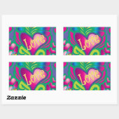 Psychedelisch bloemenhart rechthoekige sticker (Vel)