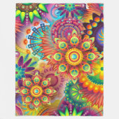 Psychedelisch bloemenpatroon fleece deken (Voorkant)