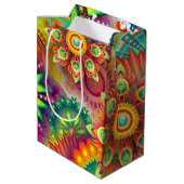 Psychedelisch bloemenpatroon medium cadeauzakje (Achterkant Gekanteld)