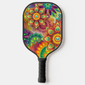 Psychedelisch bloemenpatroon pickleball paddle (Achterkant)
