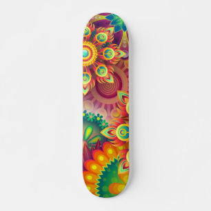 Psychedelisch bloemenpatroon skateboard