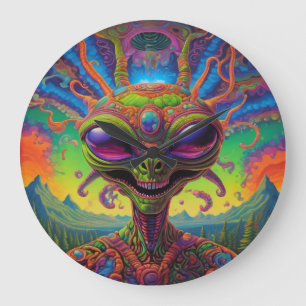 Psychedelisch buitenaards portret grote klok