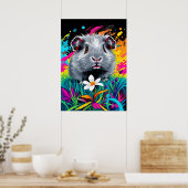Psychedelisch cavia – Pop Art Pet Portrait Poster (Keuken)