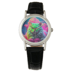 Psychedelisch kattenhorloge voor kattenliefhebber horloge