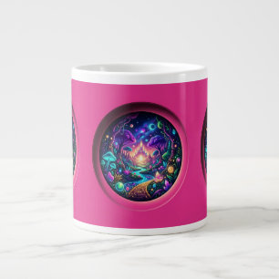 Psychedelisch Neon Portaal Fantasie Landschap Wrap Extra Grote Beker