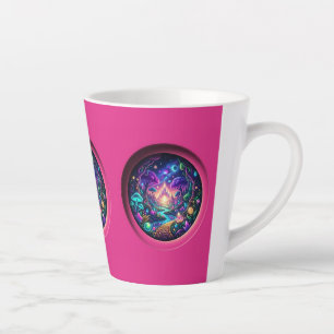 Psychedelisch Neon Portaal Fantasie Landschap Wrap Latte Mok