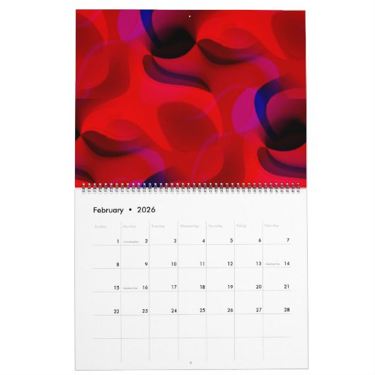 Psychedelisch ontbijt Trippy Abstracte kunst Kalender (Feb 2026)