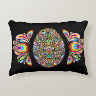 Psychedelisch ontwerp Pasen ei biologisch T-shirt Accent Kussen