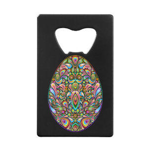 Psychedelisch ontwerp Pasen ei biologisch T-shirt Kredietkaart Flessenopener